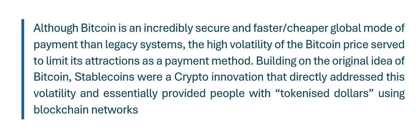 Quote: Bitcoin and Stablecoins emergence
